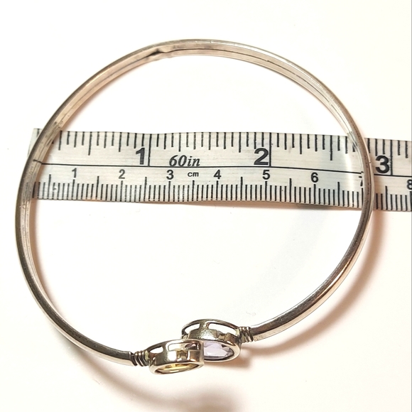 Antique Yellow Ceylon Sapphire & Amethyst Flexible Silver Bangle - Picture 10 of 16